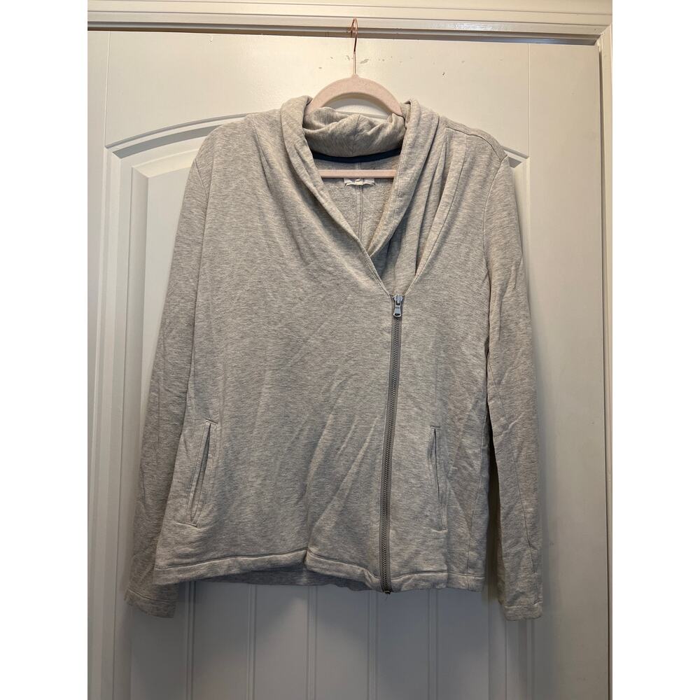 Lou & Grey Women’s Long Sleeve Asymmetrical Full Zip Sweatshirt Size M Gray